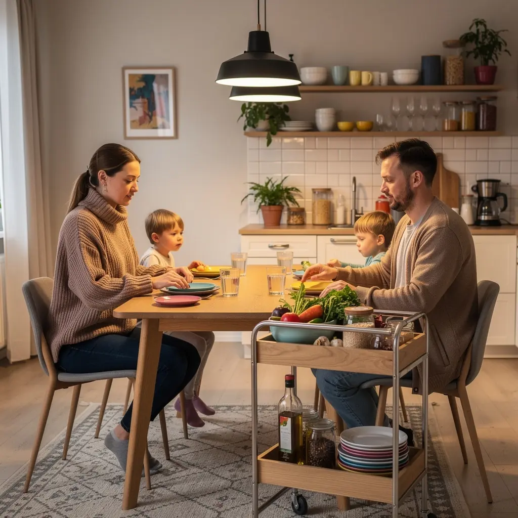 Magamistuba, kus on integreeritud kapid ja pehme valgustus, luues rahuliku atmosfääri.